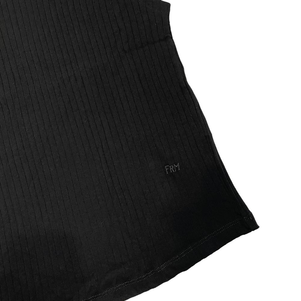 Frame Ribbed Cotton Tank In Noir Black Ribbed Size Large - Picture 4 of 5